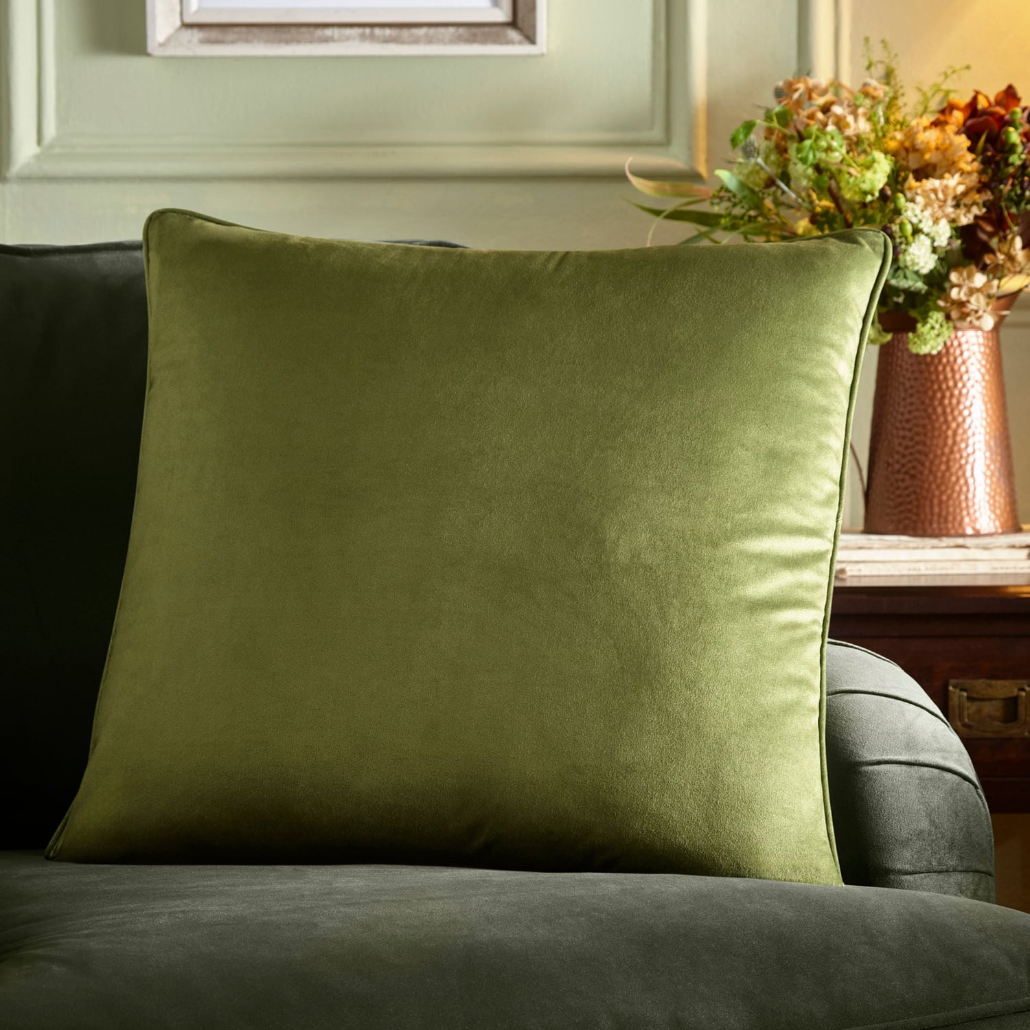 Harlan Filled Cushion Large Square 55cm x 55cm - Olive