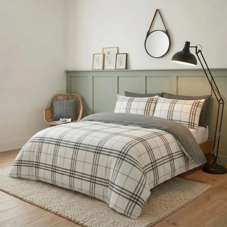 Harris Check Grey Duvet Cover Bedding Set-1