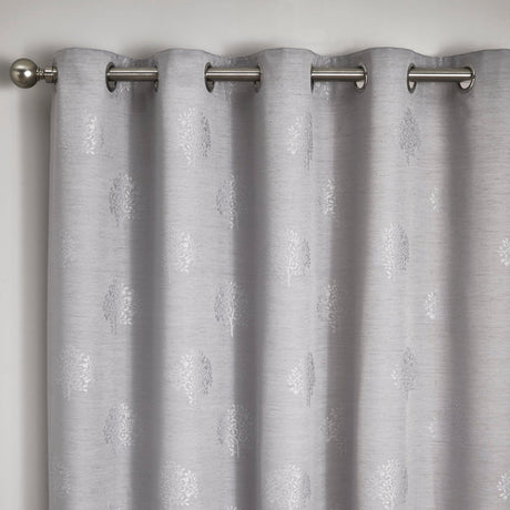 Harvest Jacquard Silver Eyelet Curtains Light Filtering - Harvest Eyelet Curtains In Silver 2