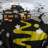 Haunted House Halloween Polycotton Duvet Cover Set - Haunted House Halloween Duvet Cover Set In Grey 3