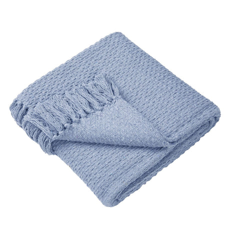Hayden Eco-Friendly Recycled Cotton Soft Throw – Blue – 130cm x 180cm / 200cm x 200cm - Hayden Bedspread In Blue 200 X 200Cm 3