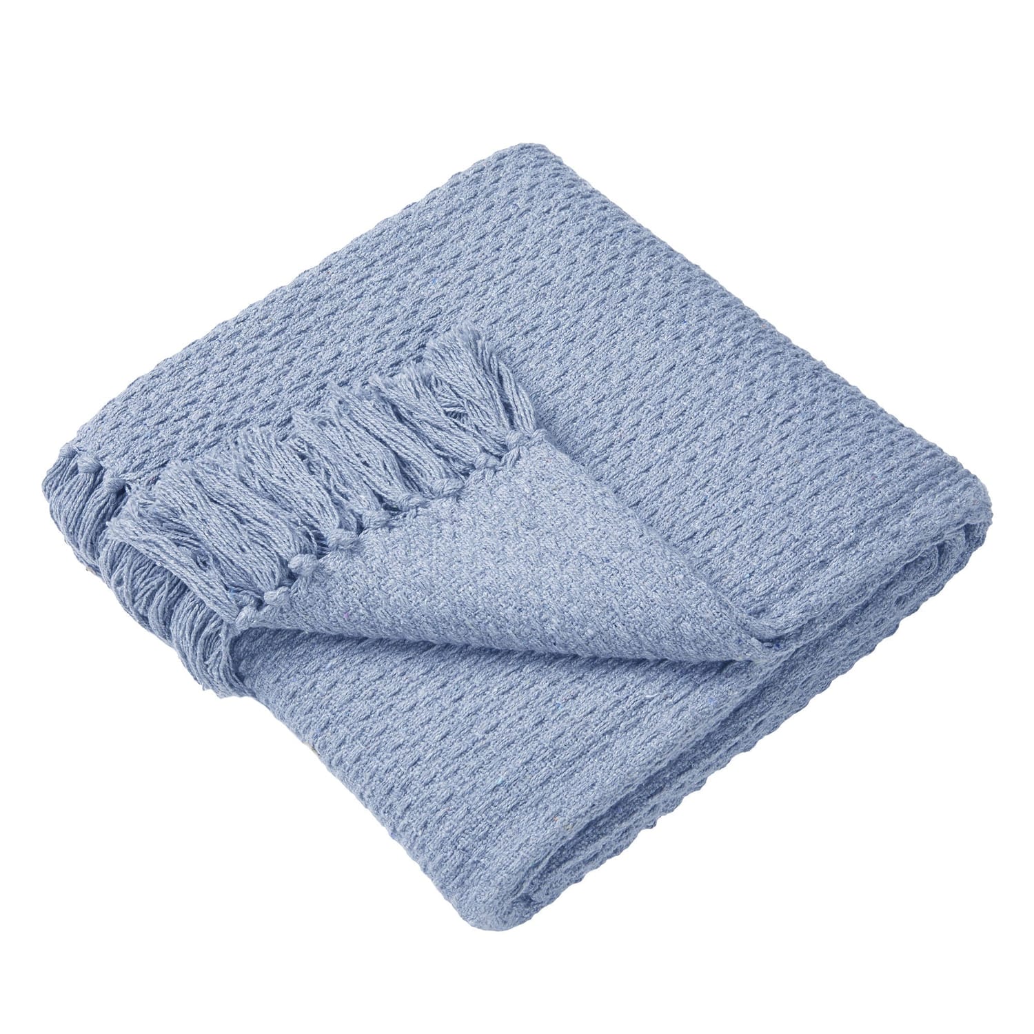 Hayden Eco-Friendly Recycled Cotton Soft Throw – Blue – 130cm x 180cm / 200cm x 200cm - Hayden Throw In Blue 130 X 180Cm 3