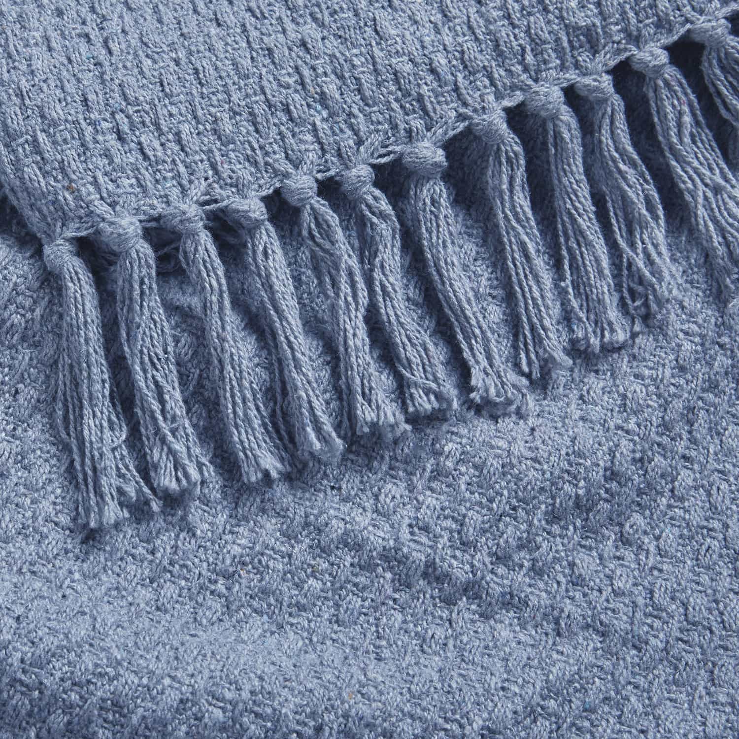 Hayden Eco-Friendly Recycled Cotton Soft Throw – Blue – 130cm x 180cm / 200cm x 200cm - Hayden Throw In Blue 130 X 180Cm 4