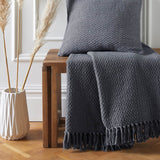 Hayden Eco-Friendly Recycled Cotton Soft Throw – Charcoal – 130cm x 180cm / 200cm x 200cm - Hayden Throw In Charcoal 200 X 200Cm 1
