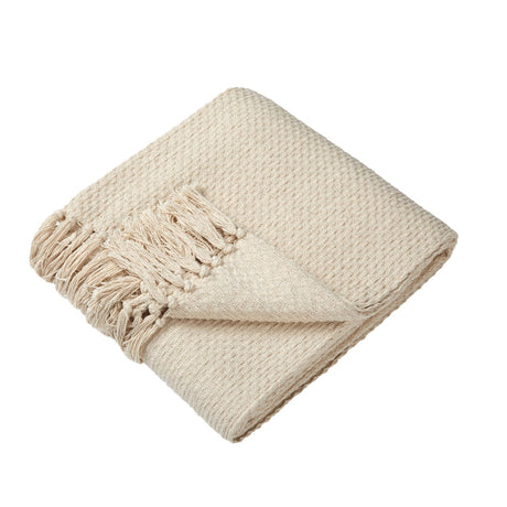 Hayden Eco-Friendly Recycled Cotton Soft Throw – Cream – 130cm x 180cm / 200cm x 200cm - Hayden Throw In Cream 3