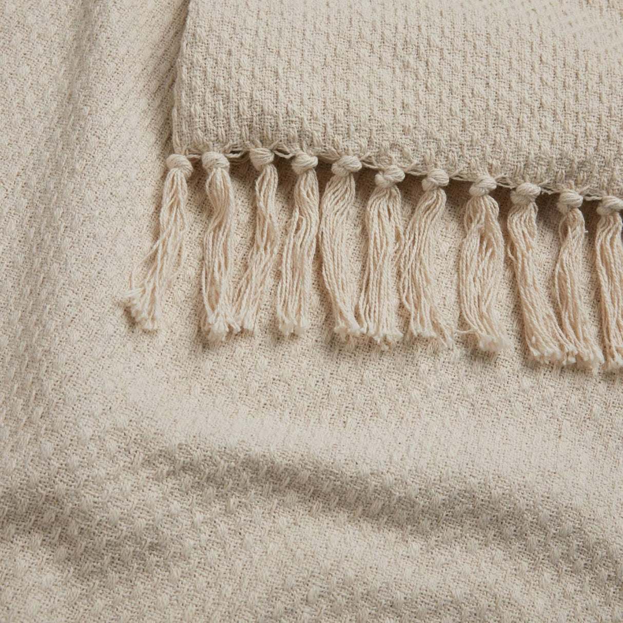 Hayden Eco-Friendly Recycled Cotton Soft Throw – Cream – 130cm x 180cm / 200cm x 200cm - Hayden Throw In Cream 4