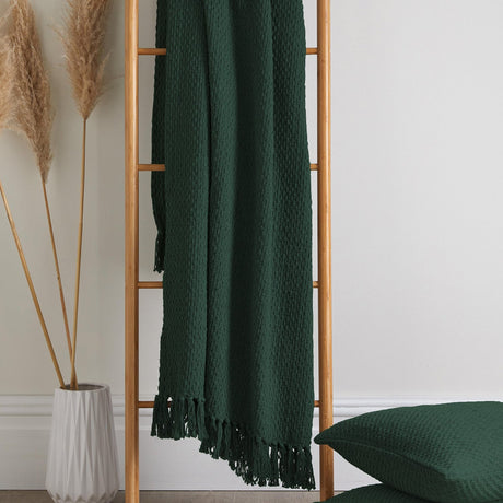 Hayden Eco-Friendly Recycled Cotton Soft Throw – Green – 130cm x 180cm / 200cm x 200cm - Hayden Throw In Green 130 X 180Cm 2