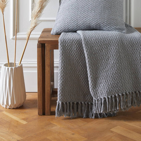 Hayden Eco-Friendly Recycled Cotton Soft Throw – Grey – 130cm x 180cm / 200cm x 200cm - Hayden Throw In Grey 2
