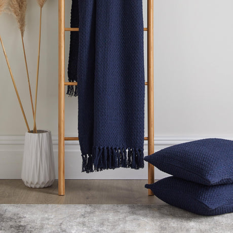 Hayden Eco-Friendly Recycled Cotton Soft Throw – Navy – 130cm x 180cm / 200cm x 200cm