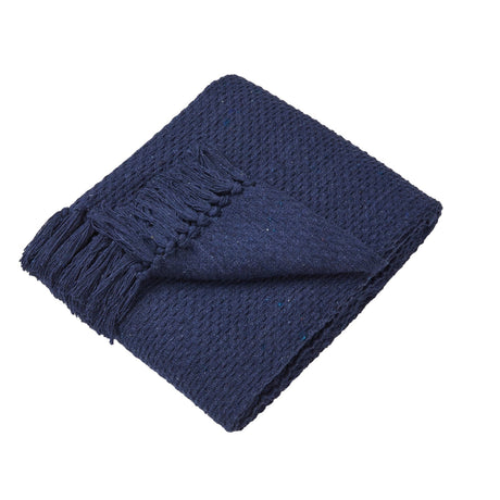 Hayden Eco-Friendly Recycled Cotton Soft Throw – Navy – 130cm x 180cm / 200cm x 200cm - Hayden Throw In Navy 3
