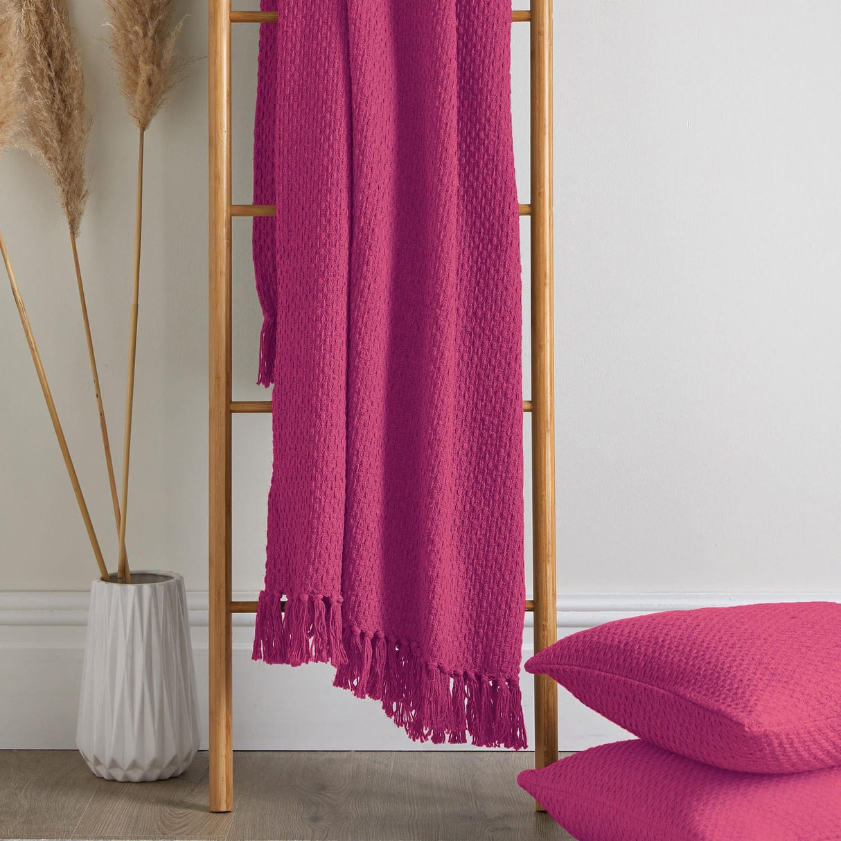 Hayden Eco-Friendly Recycled Cotton Soft Throw – Pink – 130cm x 180cm / 200cm x 200cm - Hayden Throw In Pink 130 X 180Cm 2