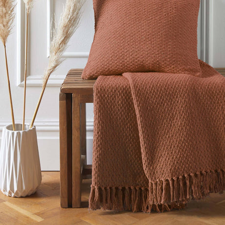 Hayden Eco-Friendly Recycled Cotton Soft Throw – Terracotta – 130cm x 180cm / 200cm x 200cm - Hayden Throw In Terracotta 130 X 180Cm 4