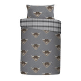 Highland Cow Polycotton Duvet Cover Set - Grey - Highland Cow Duvet Cover Set In Grey 5
