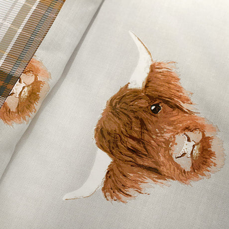 Highland Cow Polycotton Duvet Cover Set - Natural - Highland Cow Duvet Cover Set In Natural 2