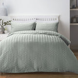 Honley Seersucker Microfibre Duvet Cover Set - Duck Egg