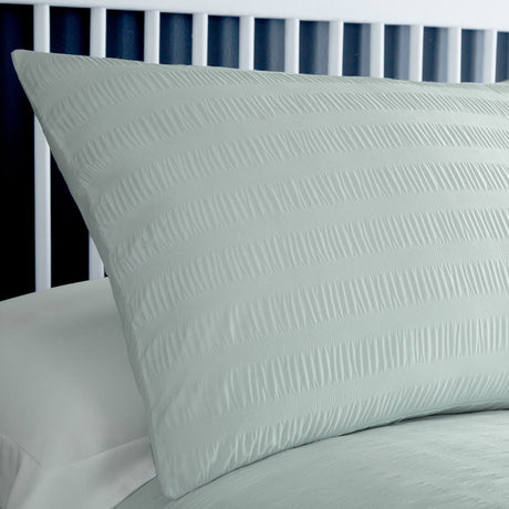 Honley Seersucker Microfibre Duvet Cover Set - Duck Egg - Honley Seersucker Duvet Cover Set In Duck Egg 2