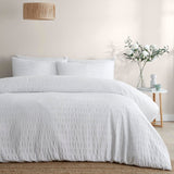 Honley Seersucker Microfibre Duvet Cover Set - White