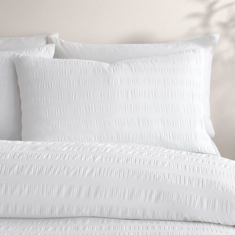 Honley Seersucker Microfibre Duvet Cover Set - White - Honley Seersucker Duvet Cover Set In White 2