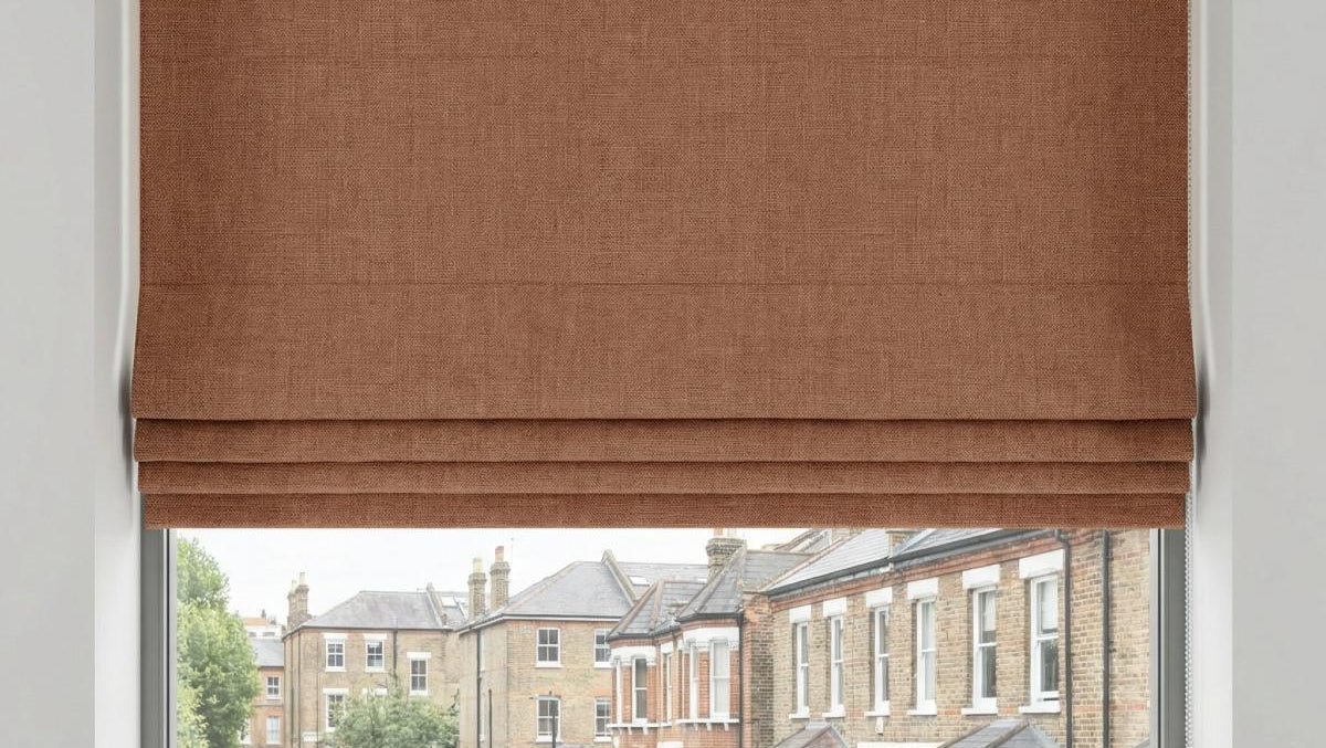 Hopsack Made to Measure Roman Blind Soft Peach