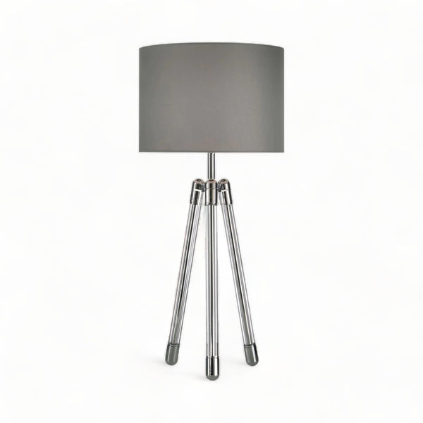 Hudson Crystal Table Lamp - Chrome and Grey 76cm
