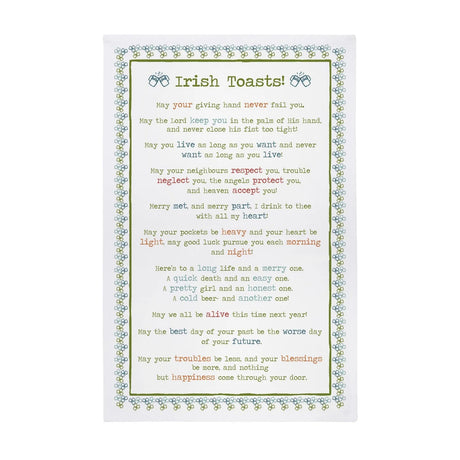 Irish Toasts Cotton Tea Towel in Green