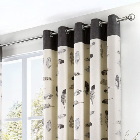 Idaho Grey 100% Cotton Eyelet Curtains Light Filtering