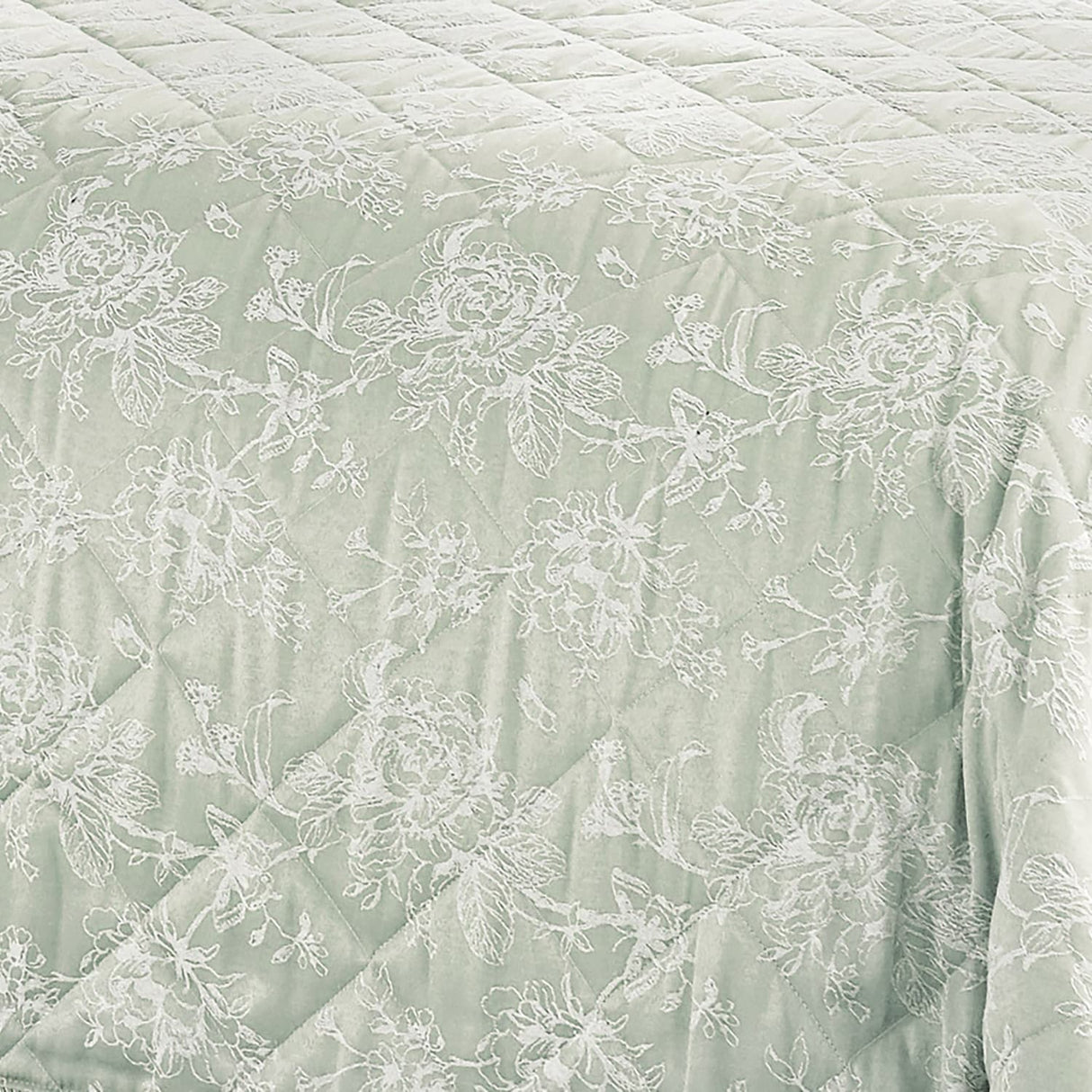 Jasmine Microfibre Bedspread 220cm x 240cm - Green - Jasmine Bedspread In Green 220Cm X 240Cm 2
