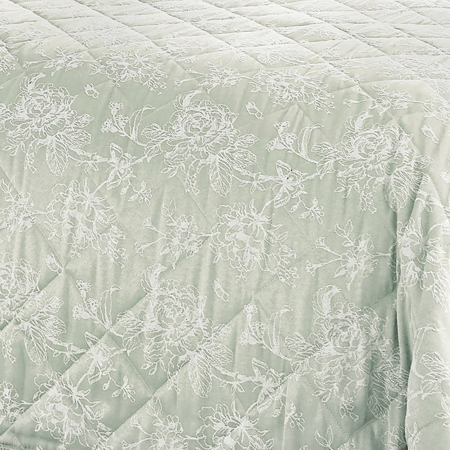 Jasmine Microfibre Bedspread 220cm x 240cm - Green - Jasmine Bedspread In Green 220Cm X 240Cm 2