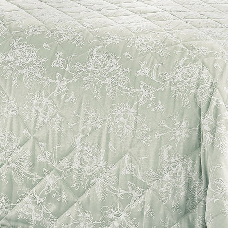 Jasmine Microfibre Bedspread 220cm x 240cm - Green - Jasmine Bedspread In Green 220Cm X 240Cm 2