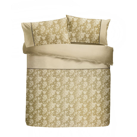 Jasmine Floral Woven Polycotton Duvet Cover Set - Champagne - Jasmine Duvet Cover Set In Champagne 2