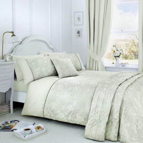 Jasmine Floral Polycotton Duvet Cover Set Green