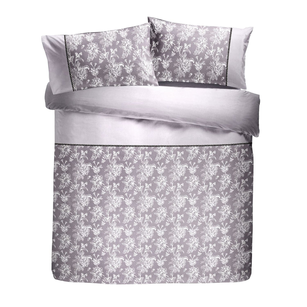 Jasmine Floral Woven Polycotton Duvet Cover Set - Lavender - Jasmine Duvet Cover Set In Lavender 2