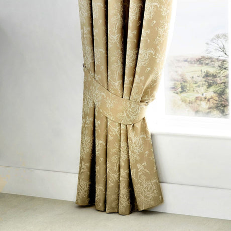 Jasmine Lined Pencil Pleat Tape Top Curtains - Champage Light Filtering Jacquard - Jasmine Pencil Pleat Curtains In Champagne 3