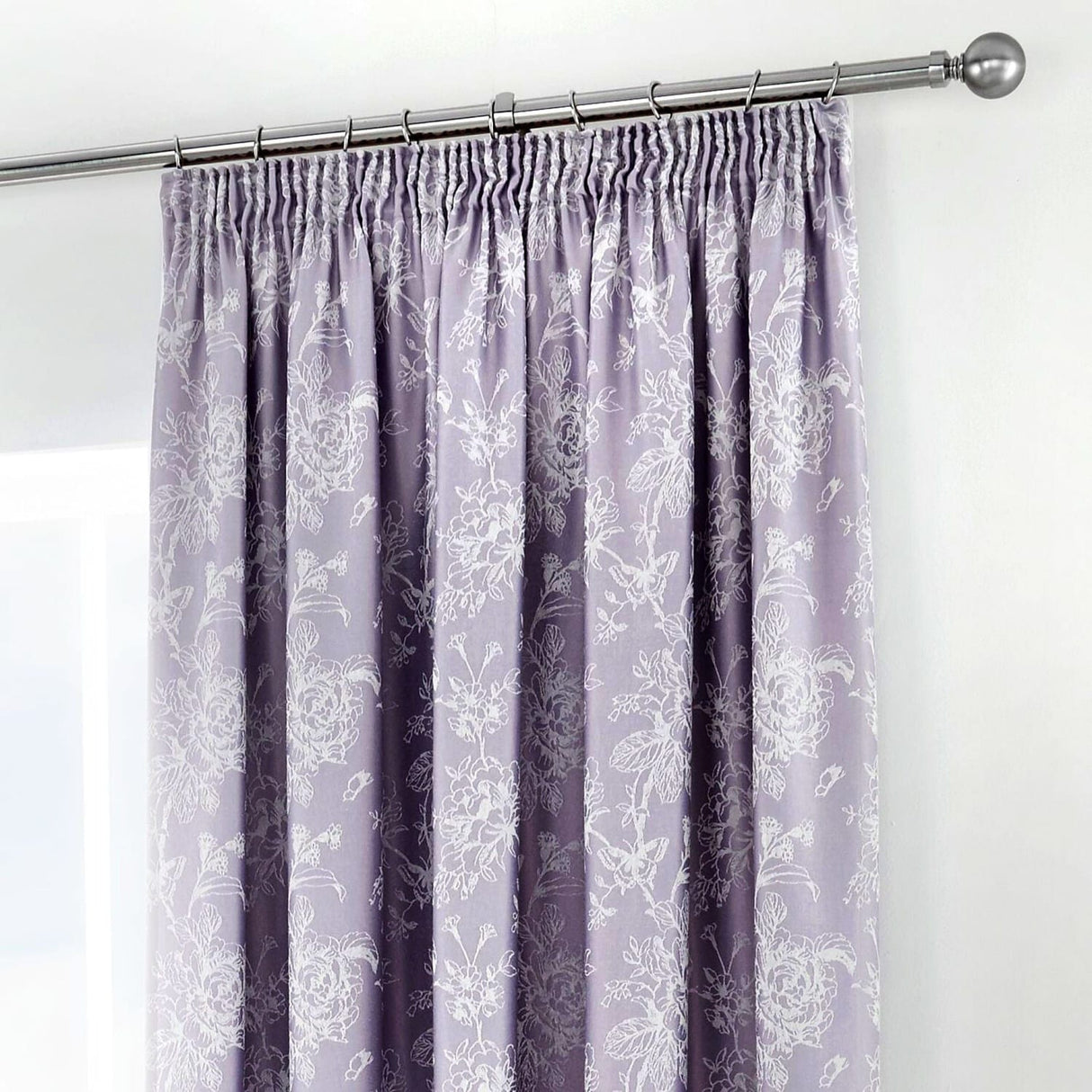 Jasmine Lined Pencil Pleat Tape Top Curtains - Lavender Light Filtering Jacquard - Jasmine Pencil Pleat Curtains In Lavender 2