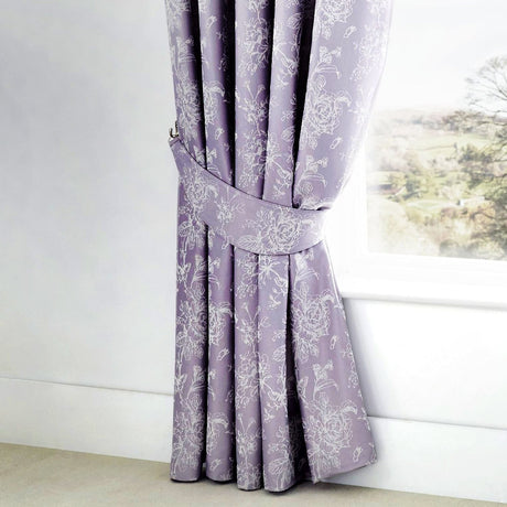 Jasmine Lined Pencil Pleat Tape Top Curtains - Lavender Light Filtering Jacquard - Jasmine Pencil Pleat Curtains In Lavender 3