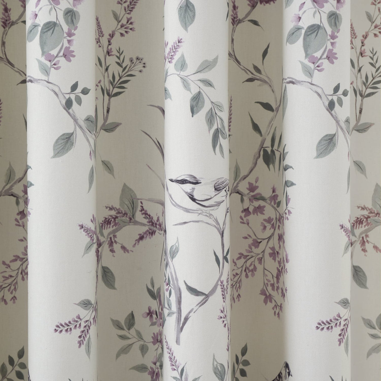 Jazmine Floral Pencil Pleat Tape Top Curtains Light Filtering Printed - Jazmine Pencil Pleat Curtains In Heather 4
