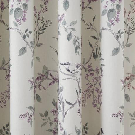 Jazmine Floral Pencil Pleat Tape Top Curtains Light Filtering Printed - Jazmine Pencil Pleat Curtains In Heather 4