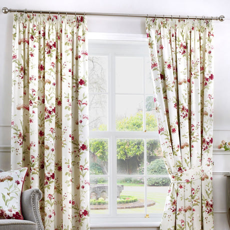 Jeannie Floral Pencil Pleat Tape Top Curtains Light Filtering