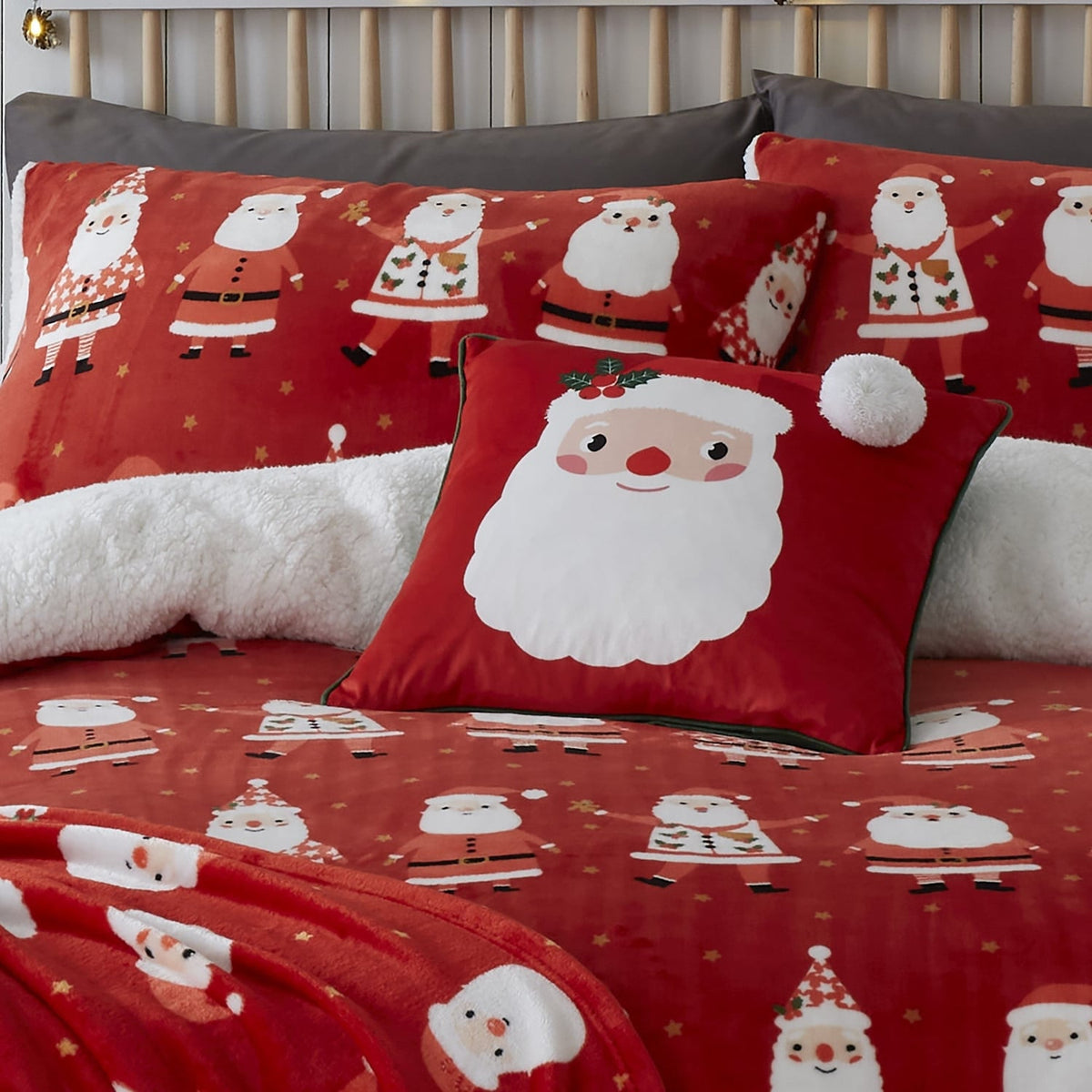 Jolly Santa Christmas Filled Cushion - Jolly Santa Christmas Cushion In Red 43 X 43Cm 2