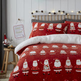Jolly Santa Christmas Microfibre Duvet Cover Set - Jolly Santa Christmas Duvet Cover Set In Red 2