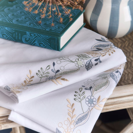 Julianna Embroidered 100% Cotton Duvet Cover Set - White - Julianna Embroidery Duvet Cover Set In White 4