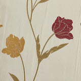 Juliette Floral Pencil Pleat Curtains Natural & Red Light Filtering Jacquard - Juliette Pencil Pleat Curtains In Natural Red 5