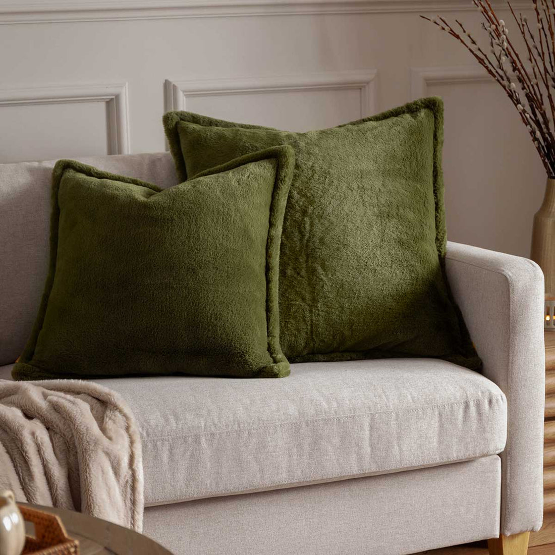 Kallu Olive Cushion Cover or Filled Cushion