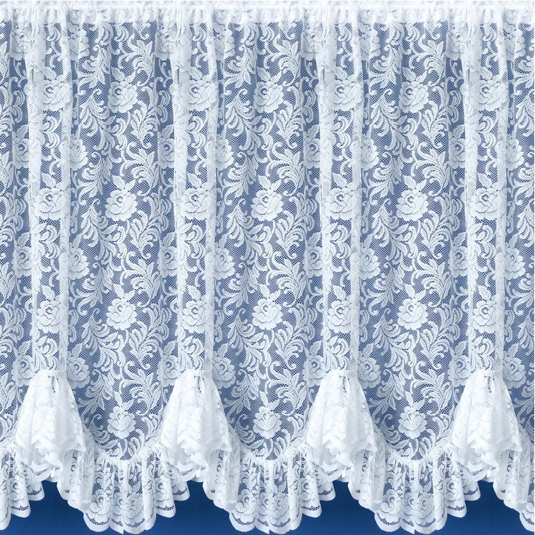 Kew Lace Flounce Pre-Cut Net Curtain Panel White