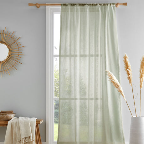 Kayla Eco Voile Curtain Panel Textured - Green