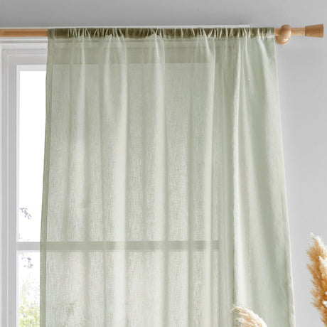 Kayla Eco Voile Curtain Panel Textured - Green - Kayla Voile Panel In Green 2