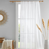 Kayla Recycled Voile Curtain Panel - White Textured