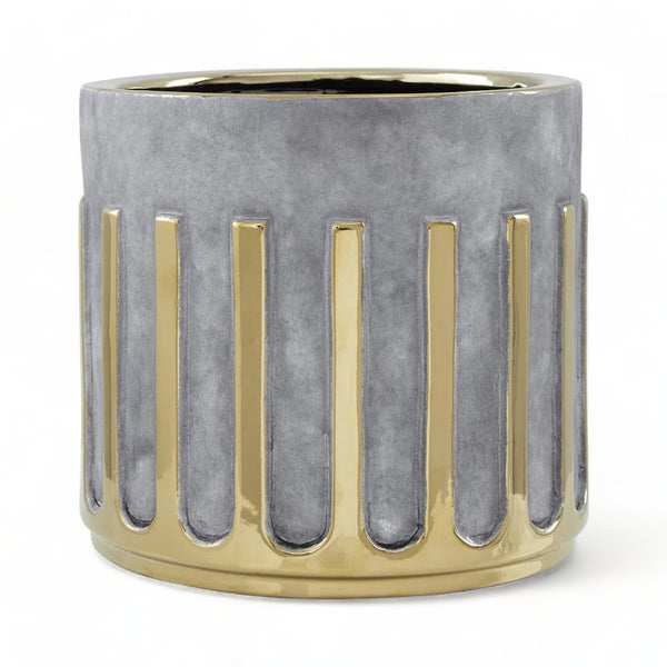 Kelso Silver Grey Barrel Plant Pot 18cm