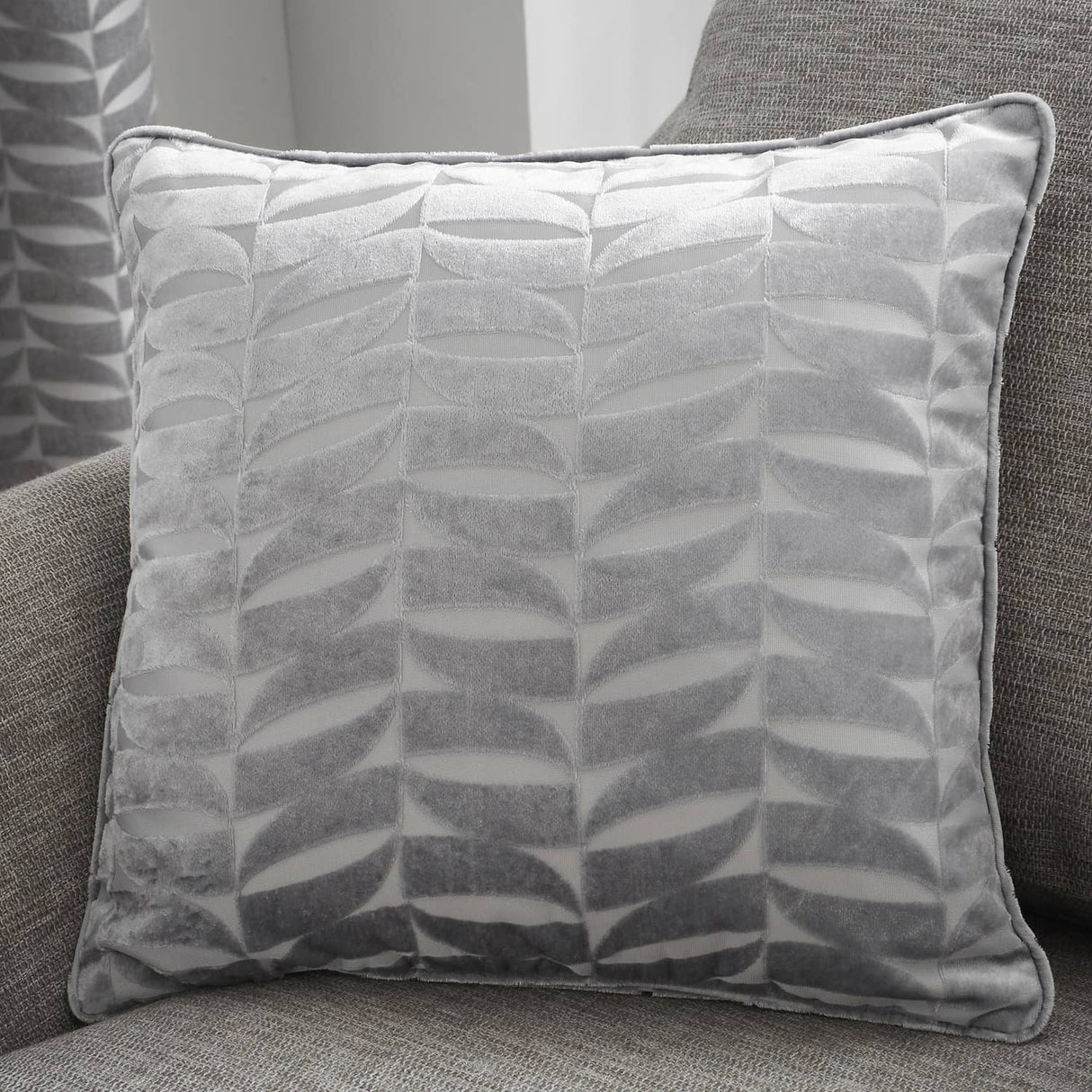 Kendal Filled Cushion 43cm x 43cm (17" x 17") - Silver - Kendal Cushion In Silver 43 X 43Cm 2