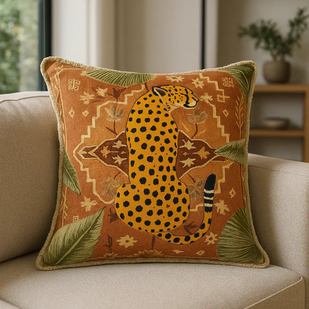Kilim Cheetah Cushion Cover / Filled Cushion 18" x 18" (45cm x 45cm) by furn.